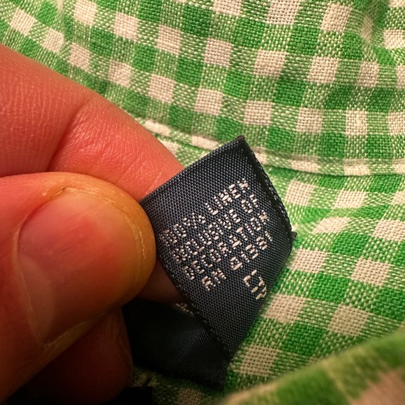 Ralph Lauren Linen Button Down Shirt Mens XXL Green Gingham Check Classic Fit SS - Picture 6 of 8